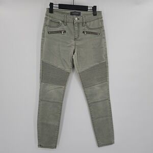 Harper Cropped Jeans Size 27 Light Green Skinny Moto Denim Super Stretch Juniors